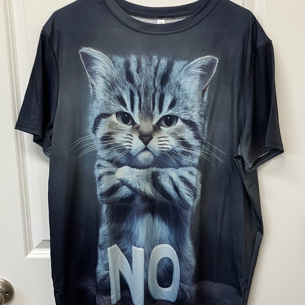 NWT Men's Cat With Attitude Short Sleeve Graphic, T-Shirt, XL, Grey